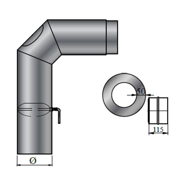 ΣΕΤ Καμινάδας με Γωνιά 90ο Φ180 x 600 mm