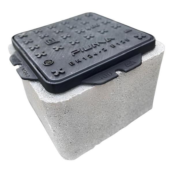 Τσιμεντένιο φρεάτιο 37x37x24,5 cm με μαντεμένιο κάλυμμα B125