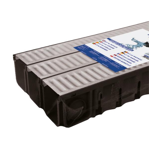 Κανάλι 130Χ120X1000 mm πλαστικό PE-HD PEGASUS PLUS Γκρί Κιτ 3 μέτρων
