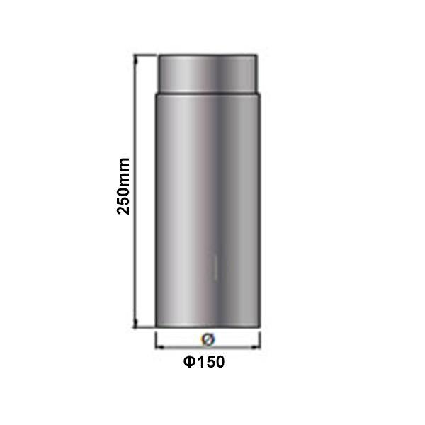 Καμινάδα μαύρη Φ150 x 250 mm